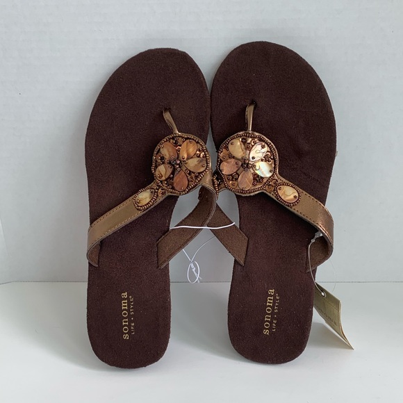 Sonoma Shoes - Metallic Brown Flip Flops